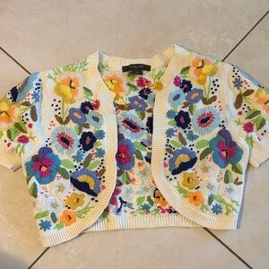 Wendy Hil Cream Cardigan with Floral Embroidery